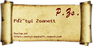 Pétyi Zsanett névjegykártya